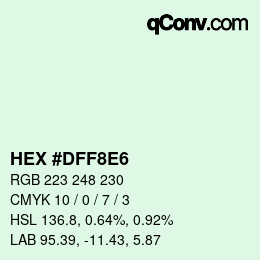 カラーコード: HEX #DFF8E6 | qconv.com