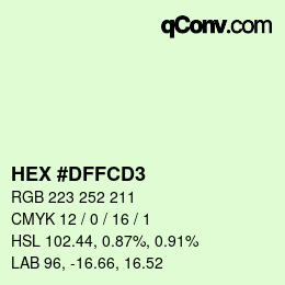 Color code: HEX #DFFCD3 | qconv.com