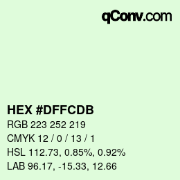 カラーコード: HEX #DFFCDB | qconv.com
