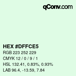 Color code: HEX #DFFCE5 | qconv.com