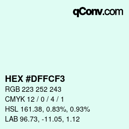 Color code: HEX #DFFCF3 | qconv.com