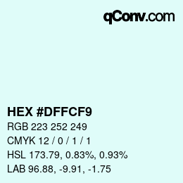 Color code: HEX #DFFCF9 | qconv.com