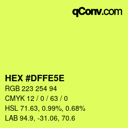 Código de color: HEX #DFFE5E | qconv.com
