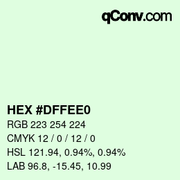 Color code: HEX #DFFEE0 | qconv.com