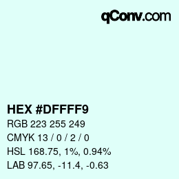 カラーコード: HEX #DFFFF9 | qconv.com
