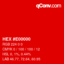 Code couleur: HEX #E00000 | qconv.com