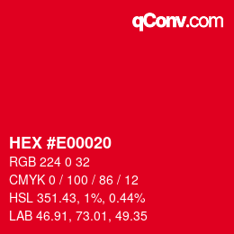 颜色代码: HEX #E00020 | qconv.com