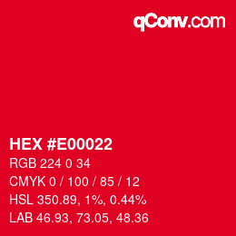 Código de color: HEX #E00022 | qconv.com