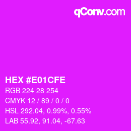 颜色代码: HEX #E01CFE | qconv.com