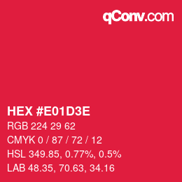 Color code: HEX #E01D3E | qconv.com