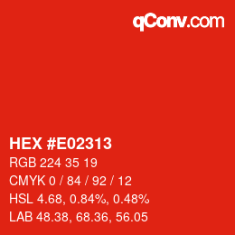 カラーコード: HEX #E02313 | qconv.com