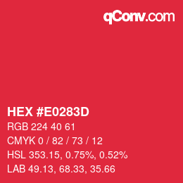 Color code: HEX #E0283D | qconv.com