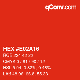Color code: HEX #E02A16 | qconv.com