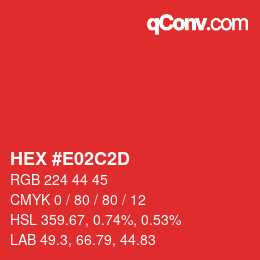 Color code: HEX #E02C2D | qconv.com