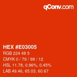 颜色代码: HEX #E03005 | qconv.com