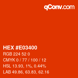 颜色代码: HEX #E03400 | qconv.com