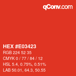 カラーコード: HEX #E03423 | qconv.com