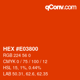 Farbcode: HEX #E03800 | qconv.com
