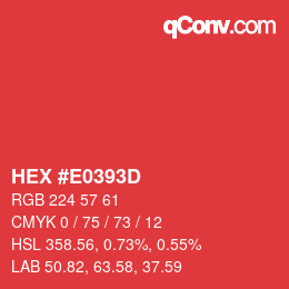 カラーコード: HEX #E0393D | qconv.com