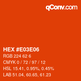 Farbcode: HEX #E03E06 | qconv.com