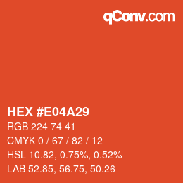 颜色代码: HEX #E04A29 | qconv.com