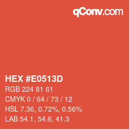 Color code: HEX #E0513D | qconv.com