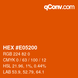 Farbcode: HEX #E05200 | qconv.com