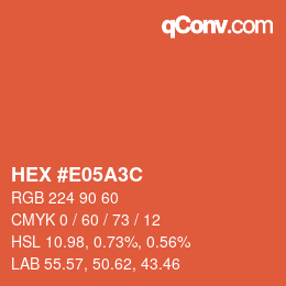 カラーコード: HEX #E05A3C | qconv.com