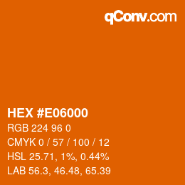 Code couleur: HEX #E06000 | qconv.com
