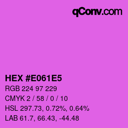 カラーコード: HEX #E061E5 | qconv.com