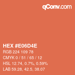 Color code: HEX #E06D4E | qconv.com