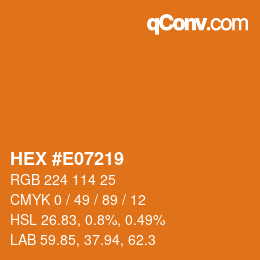 カラーコード: HEX #E07219 | qconv.com