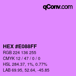 Color code: HEX #E088FF | qconv.com