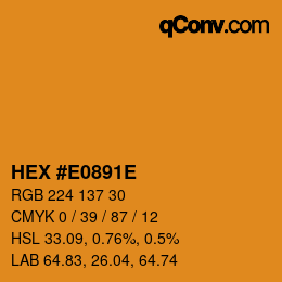 Color code: HEX #E0891E | qconv.com