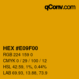 Code couleur: HEX #E09F00 | qconv.com