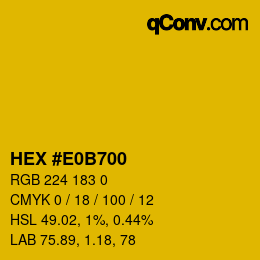 Code couleur: HEX #E0B700 | qconv.com