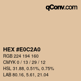 Farbcode: HEX #E0C2A0 | qconv.com