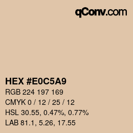 カラーコード: HEX #E0C5A9 | qconv.com