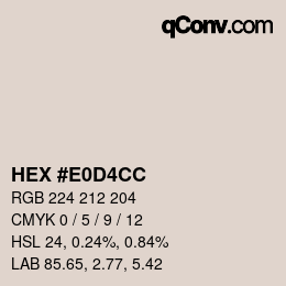 Color code: HEX #E0D4CC | qconv.com