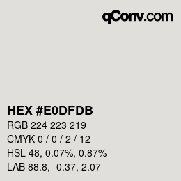 Farbcode: HEX #E0DFDB | qconv.com