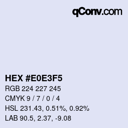 Color code: HEX #E0E3F5 | qconv.com