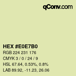 Color code: HEX #E0E7B0 | qconv.com