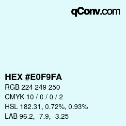 颜色代码: HEX #E0F9FA | qconv.com