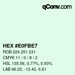 Código de color: HEX #E0FBE7 | qconv.com