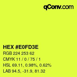 Color code: HEX #E0FD3E | qconv.com