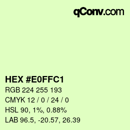 Color code: HEX #E0FFC1 | qconv.com