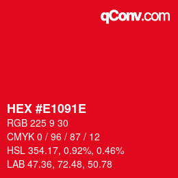 Color code: HEX #E1091E | qconv.com