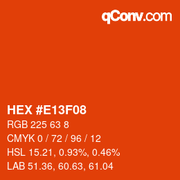 カラーコード: HEX #E13F08 | qconv.com