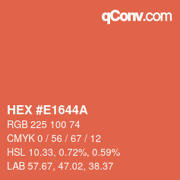 Color code: HEX #E1644A | qconv.com