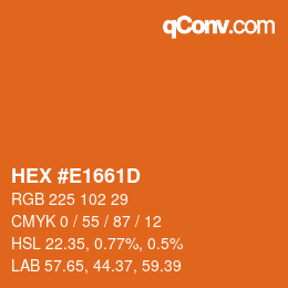Color code: HEX #E1661D | qconv.com
